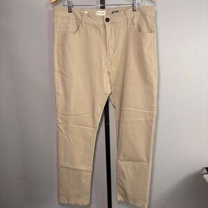 Scott James Mens Slim Fit Khaki Pants Tan Stretch Chino Trousers 36x30